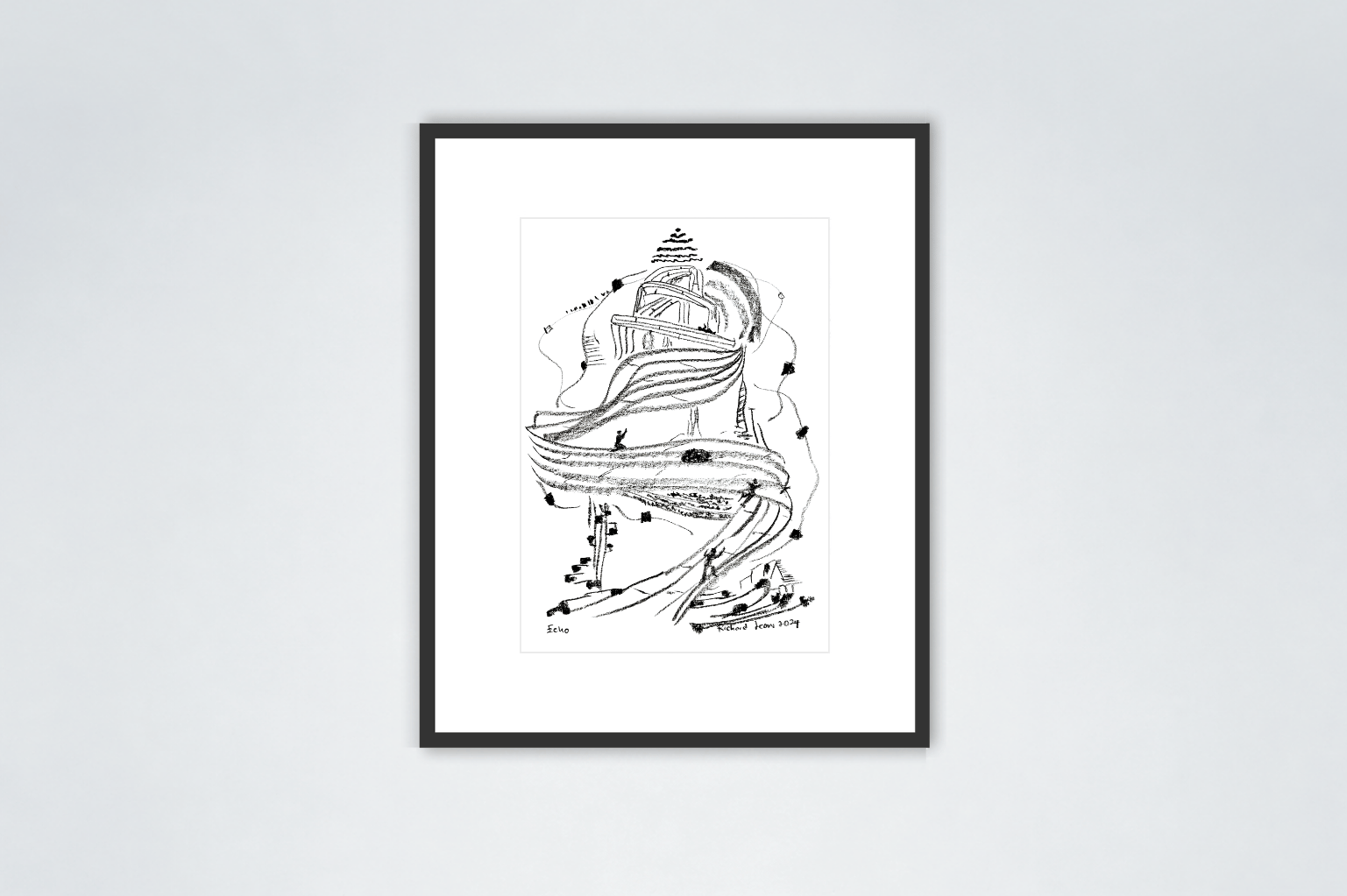 Echo, 2024, charcoal on paper