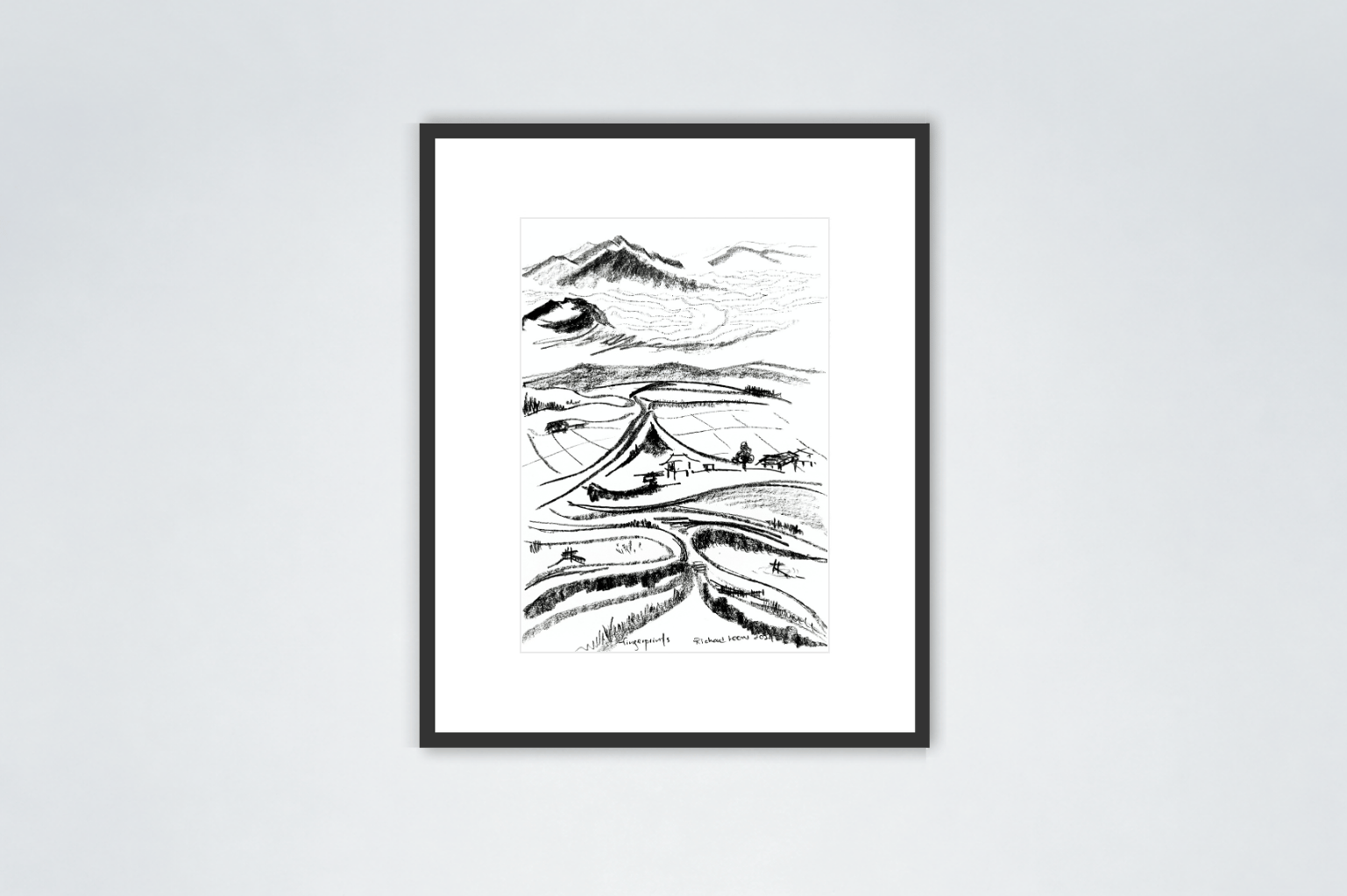 Fingerprints, 2024, charcoal on paper
