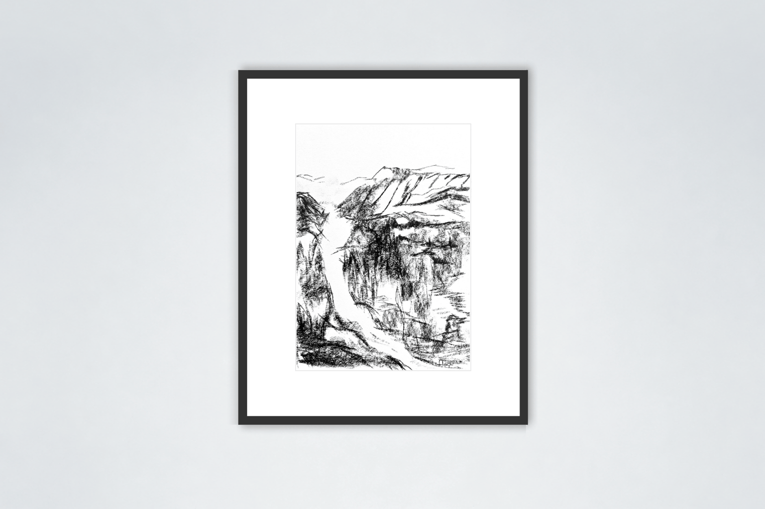 Flow, 2024, charcoal on paper