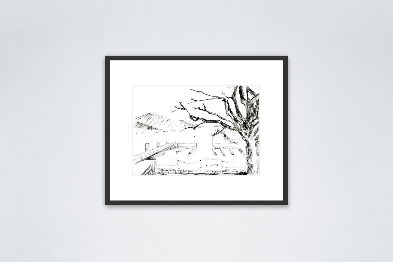 Staying at the Departure Point, 2024, charcoal on paper