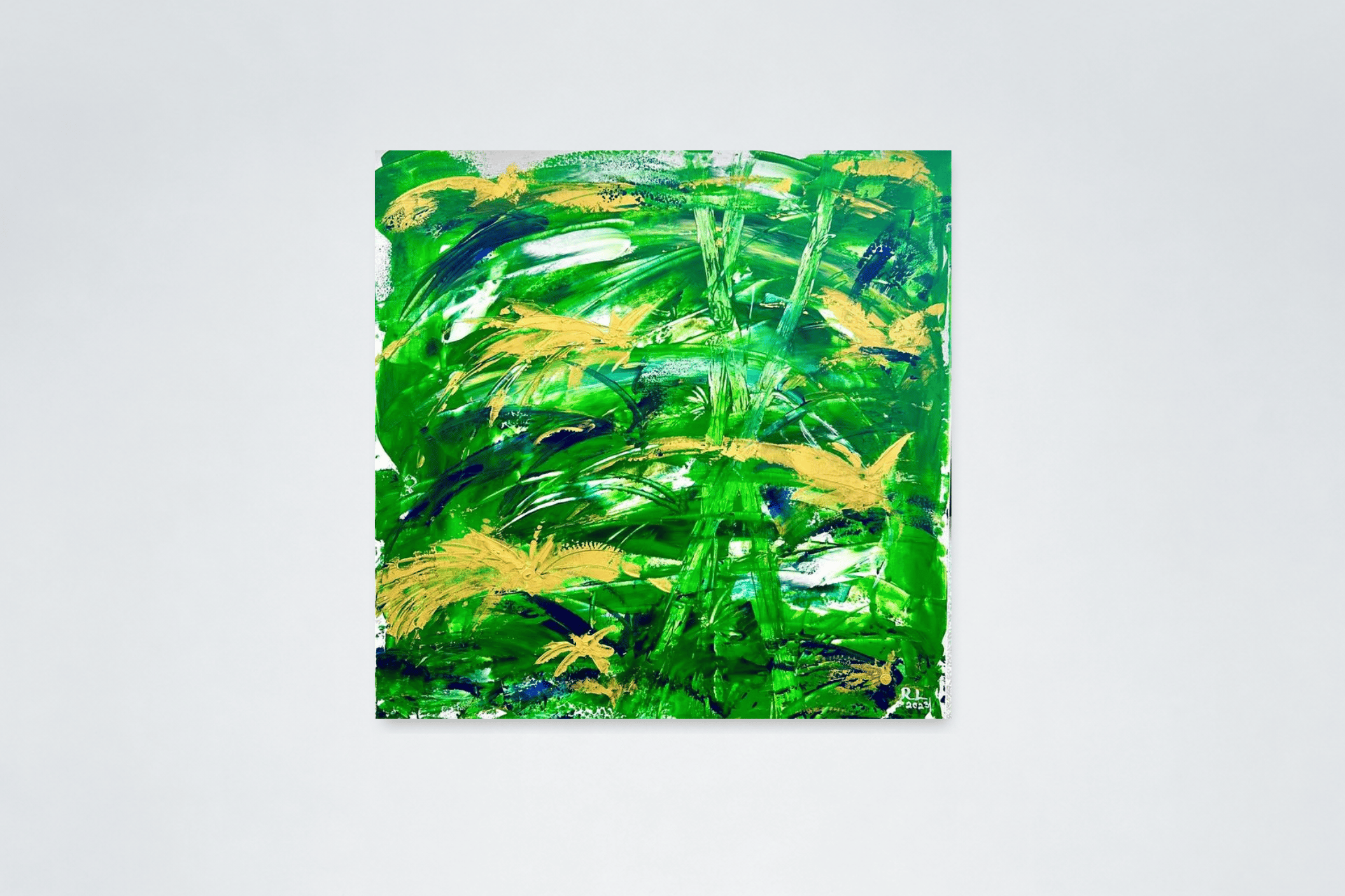 Abstract Symphony of Bamboo Forest, 2023, acrylic and pastel on canvas