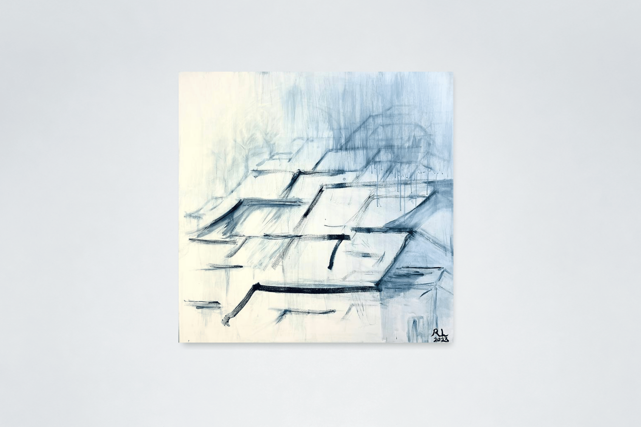 The Symphony of Rain on Roofs, 2023, acrylic and pastel on canvas